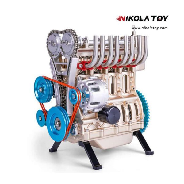 TECHING L4 Car Engine Model Full Metal Assembling Four- Cylinder Building Kits
